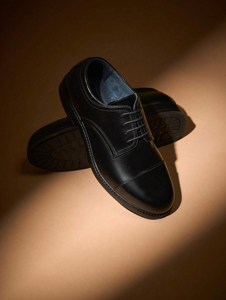 Men's Dress Oxford Shoes Classic Lace Up Formal Cap Toe Shoes - màu đen - Xem 1