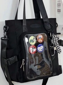日本可爱 Itabag DIY 徽章展示板大学生单肩包尼龙钱包和手袋手提包斜挎包 JK 高品质学校书包 Ita Bag、街头和日式风格女包 - 黑色 - 查看 7