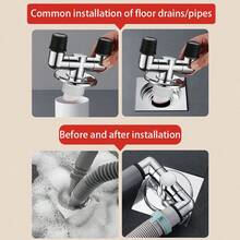 1 Set Washing Machine Drainage Pipe Floor Drain T-Type Connector With Overflow And Odor Prevention, Suitable For Dryer, Hand Washing Basin And Mop Pool, Single Inlet, Balcony Washing Machine And Dryer Drainage Pipe Floor Drain Dedicated Connector Double-Decker With Anti-Odor And Anti-Overflow Function - Multicolor - View 9