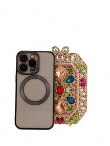 Luxury Multi-Color Rhinestone Party Clutch Bag, Suitable For Parties, Proms, Weddings. Diamond Studded Wallet With Chain Strap - Multicolor - View 3