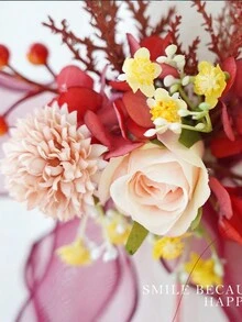 1/2pcs Red Floral Bow Curtain Tiebacks, Ideal For Wedding Party Home Decorations - Multicolor - View 5