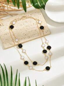 1 pièce Nouveau Collier long pendentif demi-cercle multicolore Charmant et élégant pour femmes, adapté pour les fêtes d'été, les rendez-vous, les rassemblements et les festivals. Un collier long polyvalent, idéal comme cadeau de la fête des mères ou à assortir avec des pulls