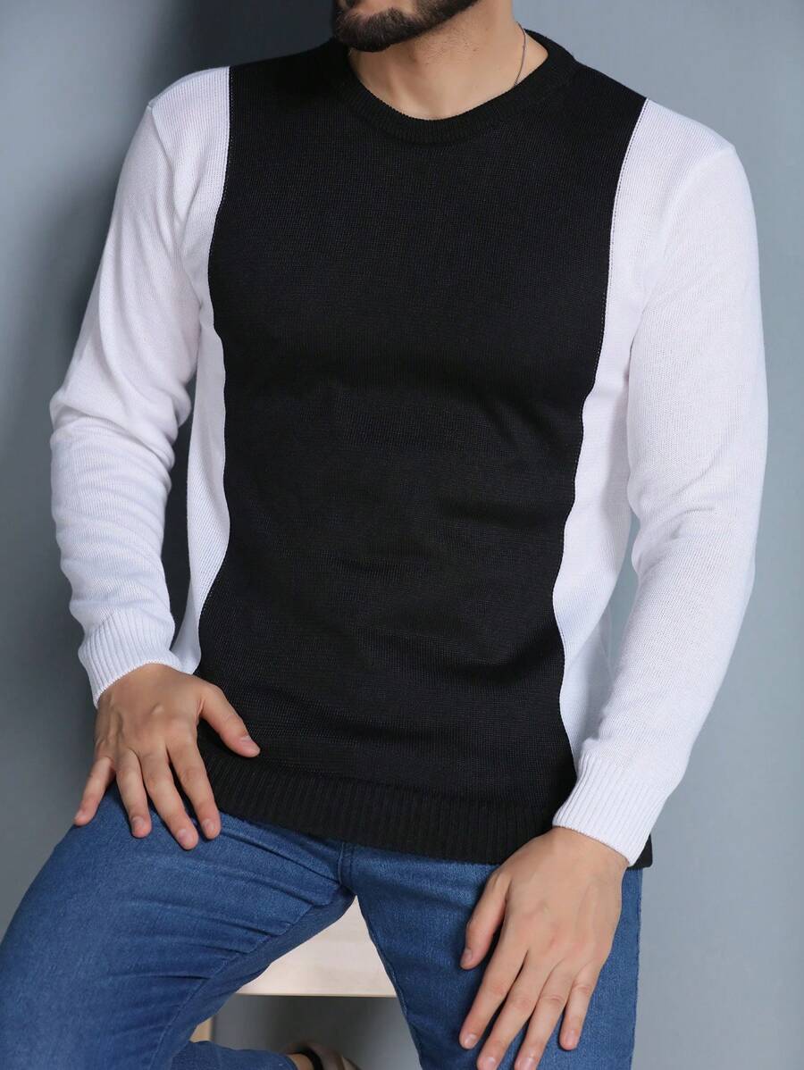 Blusa de Frio Suéter Tricô Masculino Basica Estilo Lisa Importado Inverno - Preto - Visão 1