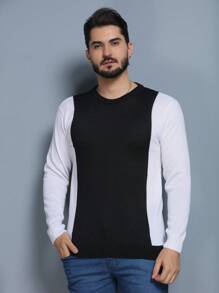 Blusa de Frio Suéter Tricô Masculino Basica Estilo Lisa Importado Inverno - Preto - Visão 3