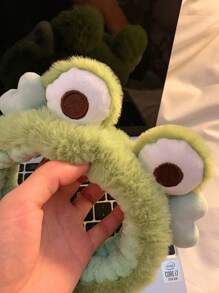 Cute Froggy Plush Hairband For Girls, Ideal For Face Mask And Face Wash Home Bathroom Decor Fall Decor Back To School - Green - View 4