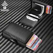 双层大容量男士身份证银行防封锁保护魔术小钱钱包卡夹钱包名片夹信用卡夹男士迷你钱包卡片钱包射频识别钱包 - 彩色 - 查看 2