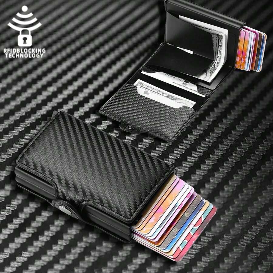 双层大容量男士身份证银行防封锁保护魔术小钱钱包卡夹钱包名片夹信用卡夹男士迷你钱包卡片钱包射频识别钱包