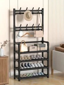 1 Giá để giày đứng nhiều tầng có móc treo quần áo, giá treo áo khoác và tủ giày, chất liệu kim loại, thích hợp để trang trí nhà cửa, trang trí lễ hội, trang trí phòng, trang trí nhà, trang trí phòng ngủ - màu đen - Xem 5