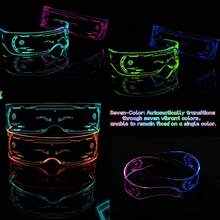 發光LED亞克力護目鏡（1入組）：7色發光技術眼鏡，適合狂歡、派對、嘉年華、俱樂部、角色扮演、音樂會