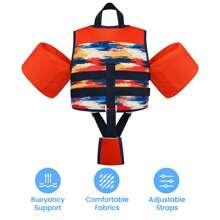 Kids Swim Vest Float Armbands, Toddler Jacket-Style Swimming Buoyancy Flotation With Adjustable Straps Children Float Jacket For Boys Girls(1-6 Years/9-30 KG) - Orange - View 3