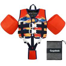 Kids Swim Vest Float Armbands, Toddler Jacket-Style Swimming Buoyancy Flotation With Adjustable Straps Children Float Jacket For Boys Girls(1-6 Years/9-30 KG) - Orange - View 2