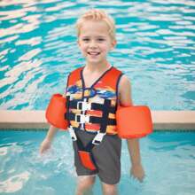 Kids Swim Vest Float Armbands, Toddler Jacket-Style Swimming Buoyancy Flotation With Adjustable Straps Children Float Jacket For Boys Girls(1-6 Years/9-30 KG) - Orange - View 6