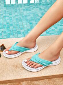 Women's Arch Support Flip Flops Comfortable Thong Sandals - 薄荷綠 - 查看 3