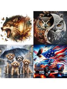 1 Bộ tranh kim cương 5D tự làm 30*30cm/11.8inx11.8in không khung, bao gồm các thiết kế Sói, Bướm, Mèo, Đại bàng, Chó, Cờ, Xe hơi và Đại bàng. Full Khoan Kim Cương Nghệ Thuật Thêu Chữ Thập Hình Ảnh, Tranh Kim Cương Tác Phẩm Nghệ Thuật Cho Thủ Công Và Trang Trí Tường, Món Quà Bất Ngờ - Nhiều màu - Xem 1