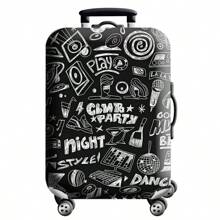 Verstärkter Kofferschutzfilm, süßer Tier-Graffiti-Planeten-Stadt Elastische Kofferüberzug für Reisen, Kratzschutz-Staubabdeckung, geeignet für 18-32 Zoll Gepäck, Tasche, Organizer, Aufbewahrung