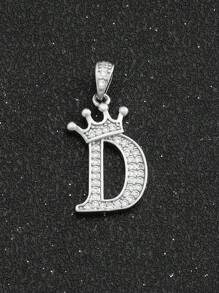 1pc Sparkling Initial Lettet & Crown Pendant  Chain Necklace A-Z Customized Name Alphabet Necklace For Women For Party - Silver - View 30