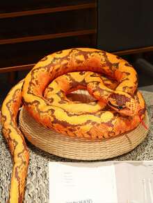 Plush Prank Cartoon Simulated Snake Stuffed Toy, New Simulation Animal Small Snake Doll,Home Decoration - Orange - View 4