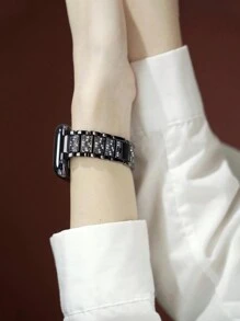1 件女式黑色全水钻金属表带，兼容 38/40/41/44/45/49/42/46 毫米系列 11/SE3/Ultra3/Ultra/SE/SE2/10/9/8/7/6/5/4/3/2/1 - 黑色 - 查看 7
