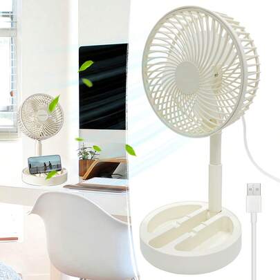 1pc Retractable Foldable Desktop Fan, USB Powered, 6 Inches, Quiet, For Office Desk