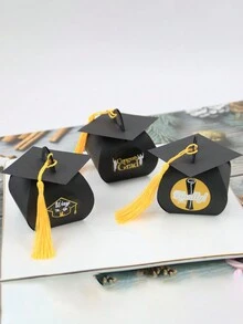 12 Pcs Graduation Cap Gift Box Graduation Party Favors Graduation Candy Box Treat Box With Tassel Sticker Graduation Centerpieces For Tables Graduation Decorations Congrats Grad  Party - Bachelor's Hat Gift Box With Sticker - View 2