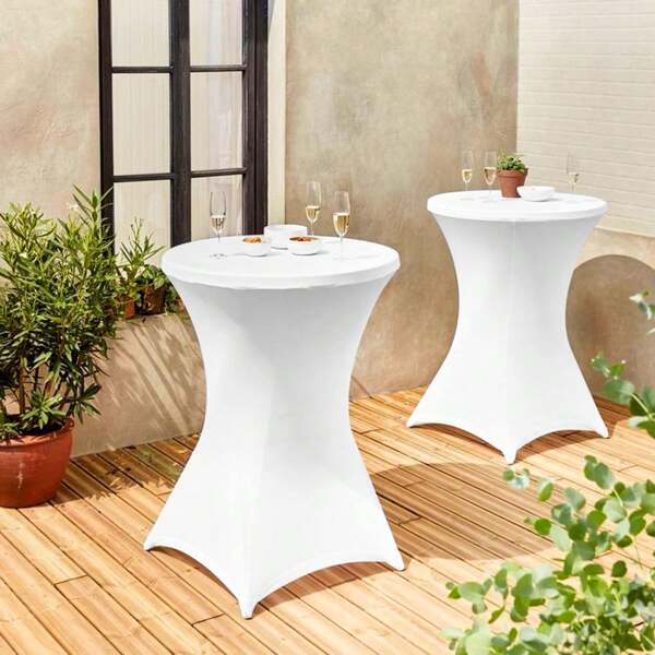 1 Stück elastische Tischdecke aus Polyester, 4-Wege Tischdecke für runde Bartische, perfekt für Hochzeiten und Bankette