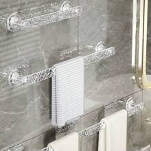 1 pieza Barra de toallas de plástico transparente, barra colgante de toallas sin perforación para almacenamiento, soporte de pared para toallas, perchero para zapatillas de baño, organizador de zapatos para baño, inodoro, ducha, decoración de baño, artículos de baño, accesorios de baño, organizador de baño, decoración de otoño, de vuelta a la escuela