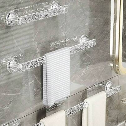 1 件透明塑料毛巾杆、毛巾挂杆免打孔浴巾收纳架、壁挂式毛巾架、浴室拖鞋架、浴室厕所淋浴鞋收纳架、浴室装饰、浴室用品、浴室配件浴室收纳秋季装饰返校