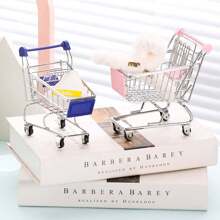 1pc Mini Simulation Supermarket Shopping Cart, Hand Push Cart, Pretend Play Model Toy, Storage Cart - Multicolor - View 4
