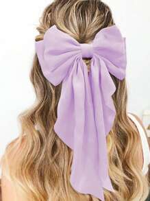 1pc Ladies' Elegant Oversized Bowknot Hair Clip Ribbon Satin Bow Barrette With Spring Clasp For Fixing Hair Bun Casual - Multicolor - View 18
