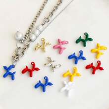 10入組混色3D氣球狗金屬吊墜手工耳環，適用於珠寶製作DIY手鍊項鍊配飾 - 彩色 - 查看 4