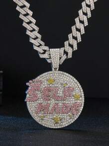 LIGHTSOME 鑽石精緻字母自製圓形獎章項鍊，圓星形設計，冰裂光芒閃爍，珠寶項鍊 - Pendant - 查看 14