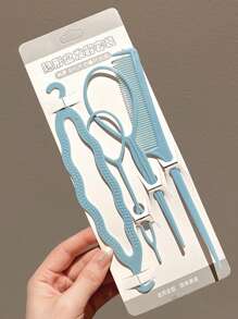 4pcs/Set Kids Morandi Color Hair Braiding Tools Set, Including Styling Board, Comb, Hook And Hair Bun Maker