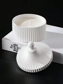 DIY Round Striped Candle Cup Mold, Jewelry Silicone Mold With Lid Storage Box, Home Decor, Crystal Epoxy Resin Mold, Plaster Clay Mold - White - View 6