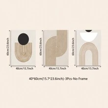 Pintura mural de arte abstracto geométrico decorativo moderno en bloques de color marrón, negro y blanco con líneas, decoración minimalista para sala de estar y dormitorio, póster en lienzo con marco - Líneas abstractas (sin marco) - Ver 12