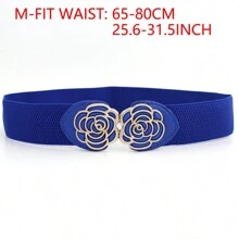 1 Peça Cinto Elástico Largo Feminino com Fivela em Formato de Rosa, Cinto Decorativo para Vestido, Cinto Elástico Ajustável para Verão, Escola, Outono, Halloween - Multicolorido - Visão 19