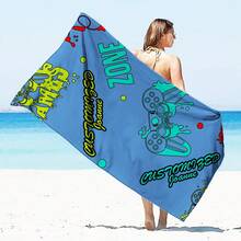 1pc Customized Gaming Beach Towel, Super Absorbent & Quick-Drying Personized Swimming Towel, Lightweight & Soft Beach Blanket, Suitable For Beach Swimming Outdoor Camping Travel, Ideal Beach Essentials