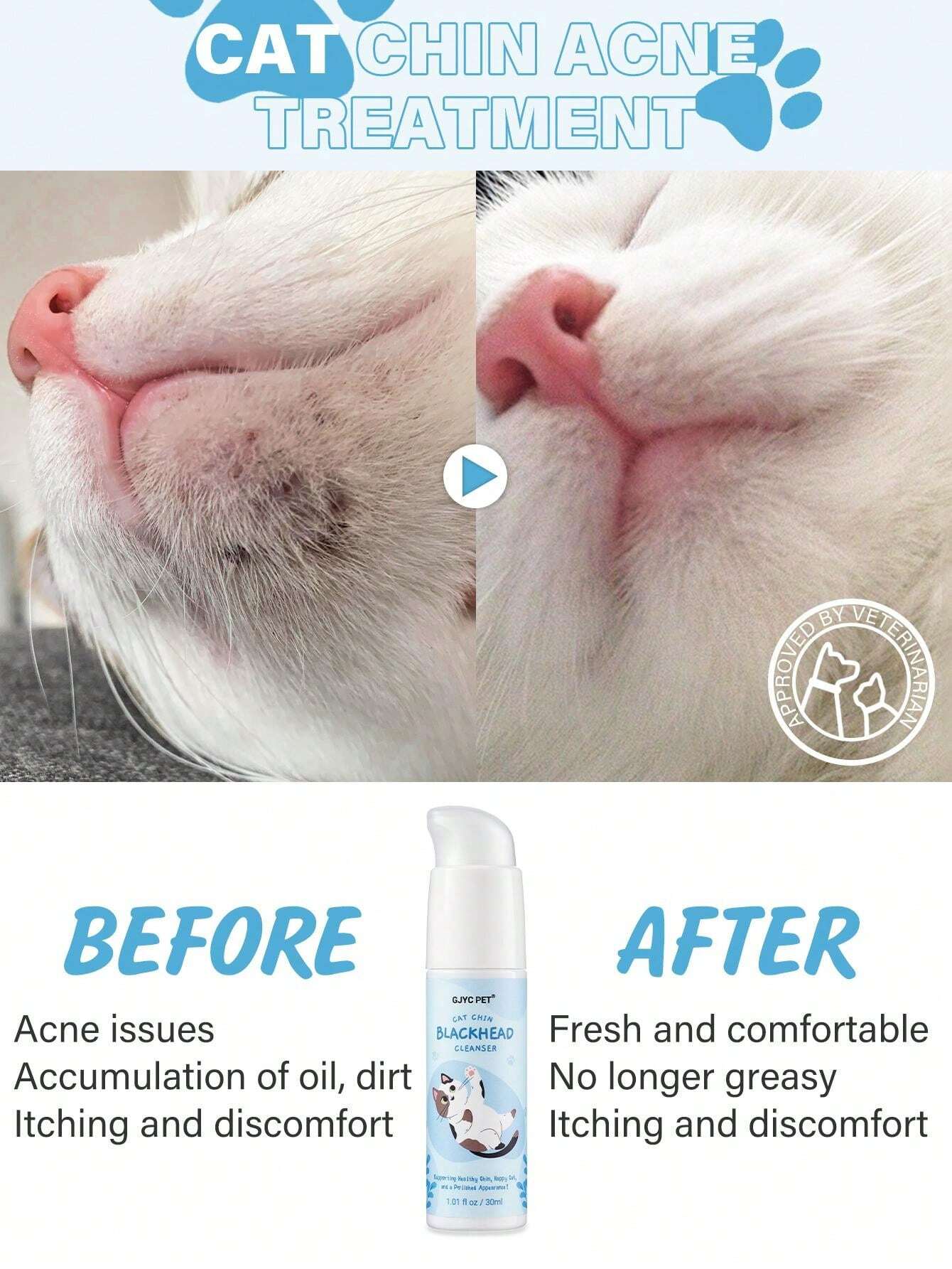 GJYC PET Cat Chin Blackhead Cleanser Kit Cat Chin Blackhead Cleanser