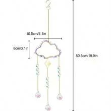 1入組水晶雲掛飾，室內掛飾窗戶棱鏡月亮水晶捕夢石彩虹製造器花園車用裝飾戶外 - 彩色 - 查看 3