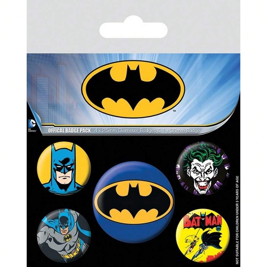 Batman Badge Set (Pack Of 5) (Black/Yellow/Blue) - Black/Yellow/Blue - View 1