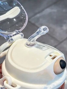 1入組700ML可愛小熊肚形塑料水瓶，大容量肩帶運動瓶配吸管，夏天便攜兒童瓶 - 彩色 - 查看 6