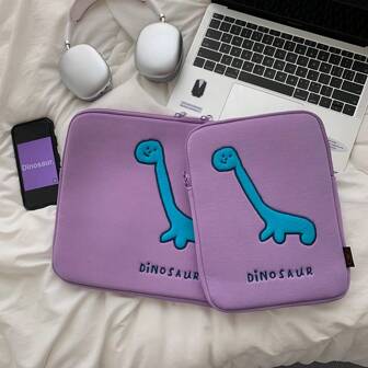 1入紫色恐龍13-15英寸電腦包平板IPad 11英寸內袋震撼和防墜