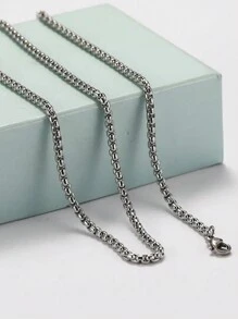 1入組不銹鋼2-4mm龐克盒鏈項鍊，男女皆宜的嘻哈風時尚珠寶飾品