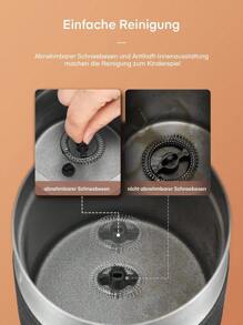 HOUSNAT Milchaufschäumer Elektrisch, 4-in-1 Milchschäumer für Heißen und Kalten Milchschaum, für Latte Macchiato und Cappuccino , 400W, 200ML, Strix-Steuerung, Edelstahl, Antihaftbeschichtung - Schwarz - Übersicht 7