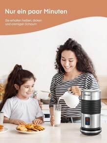 HOUSNAT Milchaufschäumer Elektrisch, 4-in-1 Milchschäumer für Heißen und Kalten Milchschaum, für Latte Macchiato und Cappuccino , 400W, 200ML, Strix-Steuerung, Edelstahl, Antihaftbeschichtung - Schwarz - Übersicht 8