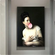 1入經典歐洲女性油畫畫布裝飾畫牆上抽象風景壁藝術印刷海報圖片，復古壁藝術海報環畫布油畫打印圖片適用於家居裝飾無框