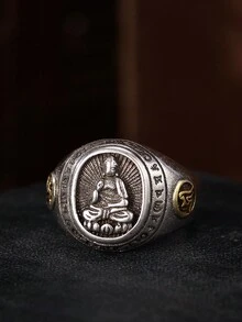 1 Tượng Phật Khắc Hoàng Đạo Trung Quốc 8 Nhẫn Phong Cách Retro, Unisex, Để Bảo Vệ, Cặp Đôi, Quà Tặng Cho Bạn Trai Và Bạn Gái, Tiệc, Đám Cưới, Đính Hôn, Trang Phục Hàng Ngày, Nhẹ Nhàng Và Đa Năng - Tám chiếc nhẫn hộ mệnh - Xem 16