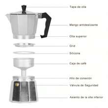 Cafetera manual de aluminio tipo moca italiana para 6 tazas,