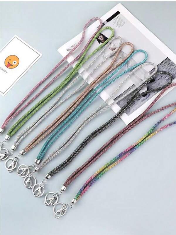 Cordón para el teléfono móvil con strass de moda, cadena larga con colgante para portar el carné de identidad, llavero, correa de muñeca con Body cruzado totalmente enjoyada, accesorio para el automóvil, colgante de bolsa, letras escolares