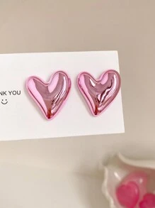 1 đôi bông tai hình trái tim đầy màu sắc hình học sành điệu - Màu xanh lam - Xem 2