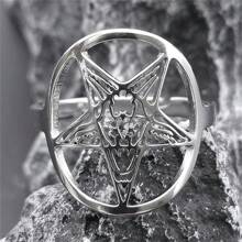 1pc Satan Goat Amulet Talisman Baphomet Ring - Multicolor - View 3